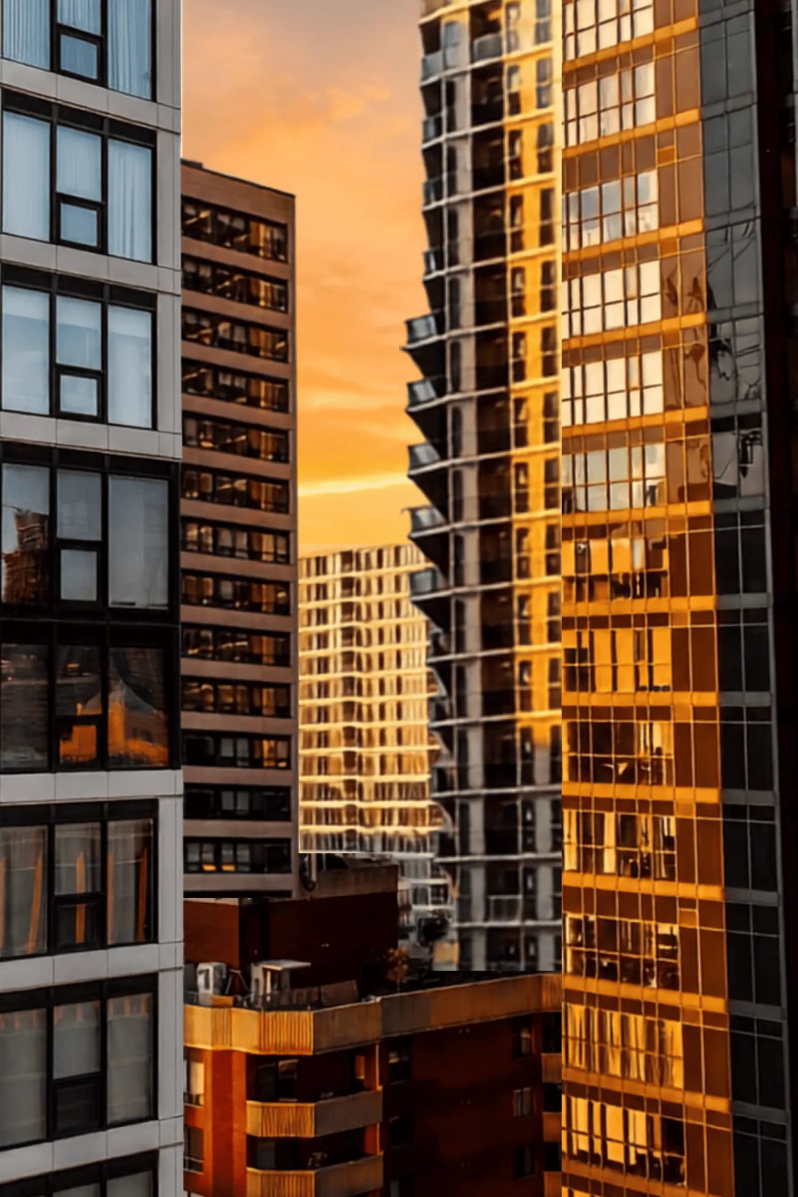 Sunlit condominium towers